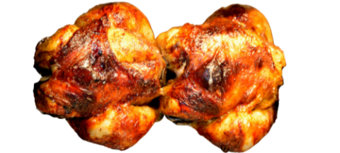 Poulets rôtis dorés à la peau croustillante préparés par Barbecue Man.